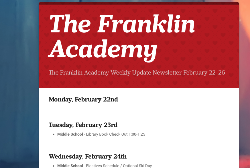 Weekly Update Newsletter February 22-26